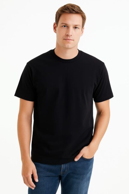 CAMISETA LISA.MASC ALGODÃO - Preto, P