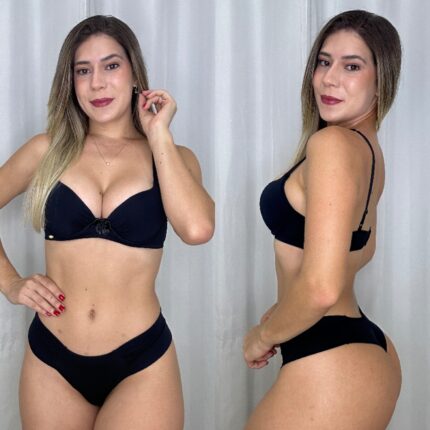CONJ.BASE. FIO ALÇA REVERTIDA HIT - Preto, M LISO