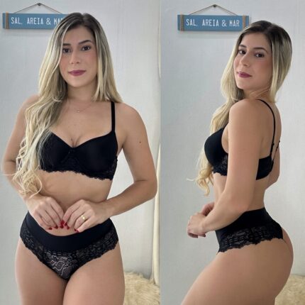 CONJUNTO IZA TULE - Preto, M LISO